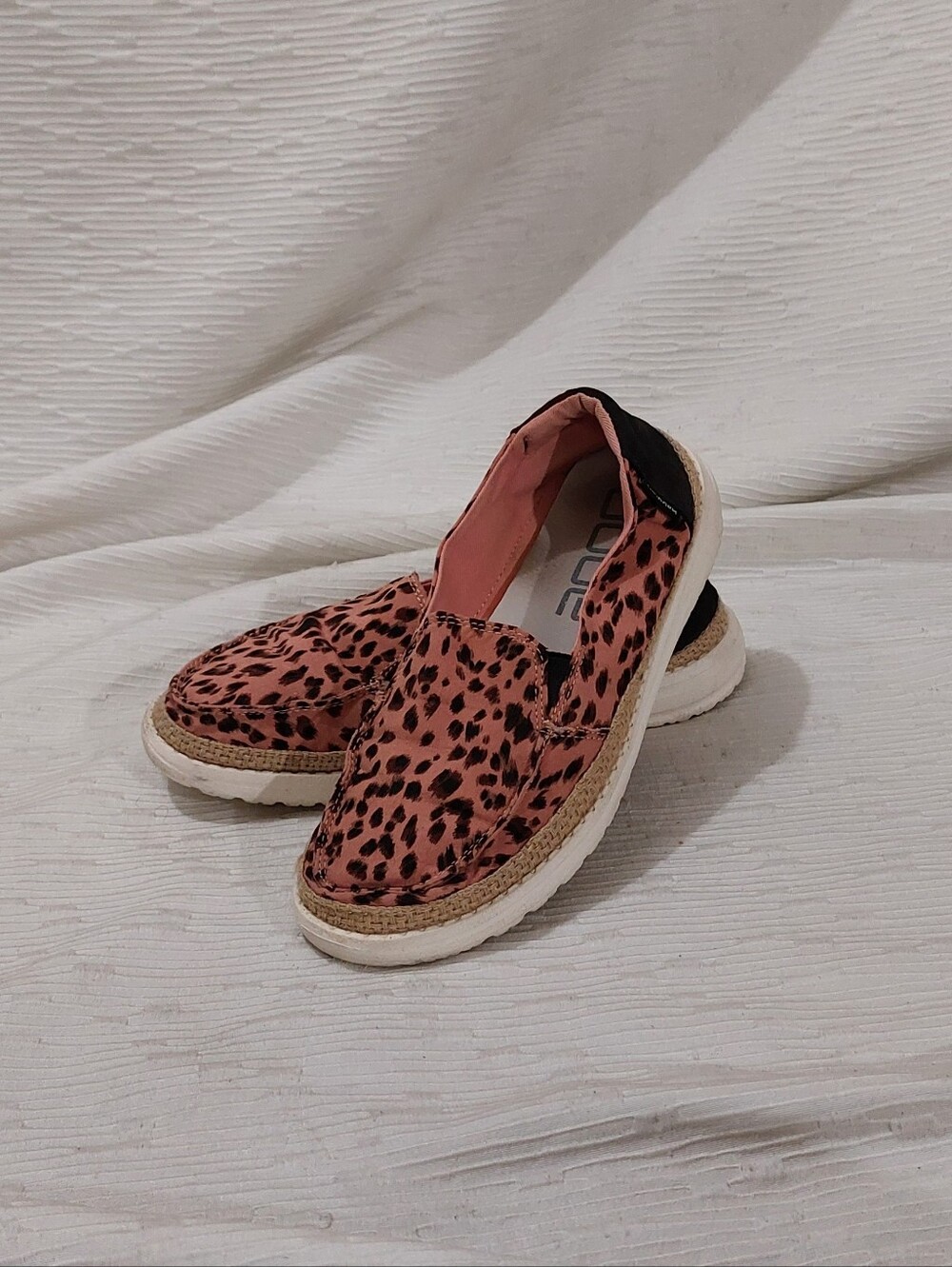 Hey Dude Pink Leopard Print Slip-Ons Size 7